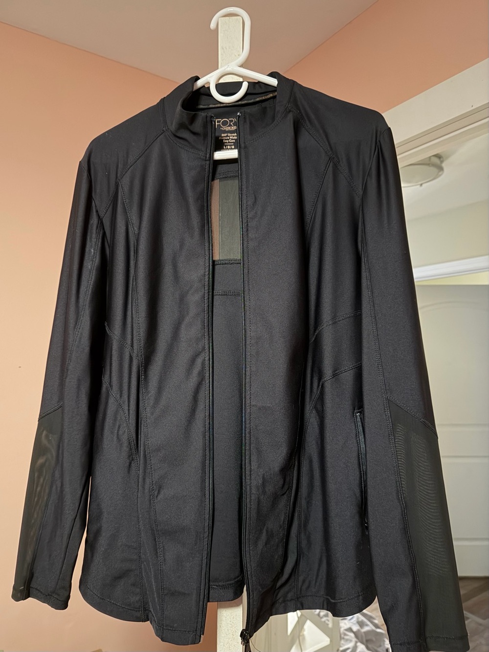 Cherokee Black Lightweight Zip-Front Jacket women’s scrub jacket